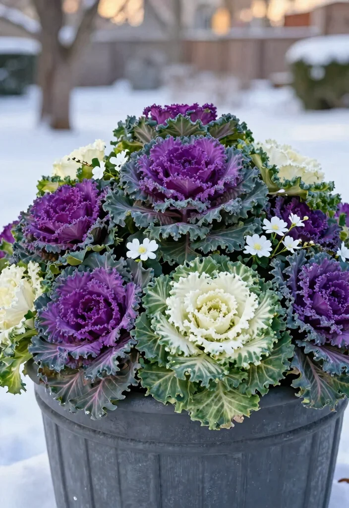 18 Christmas Planter Ideas That Stay Festive Through Freeze and Thaw - 4. Ornamental Cabbages and Kales 1