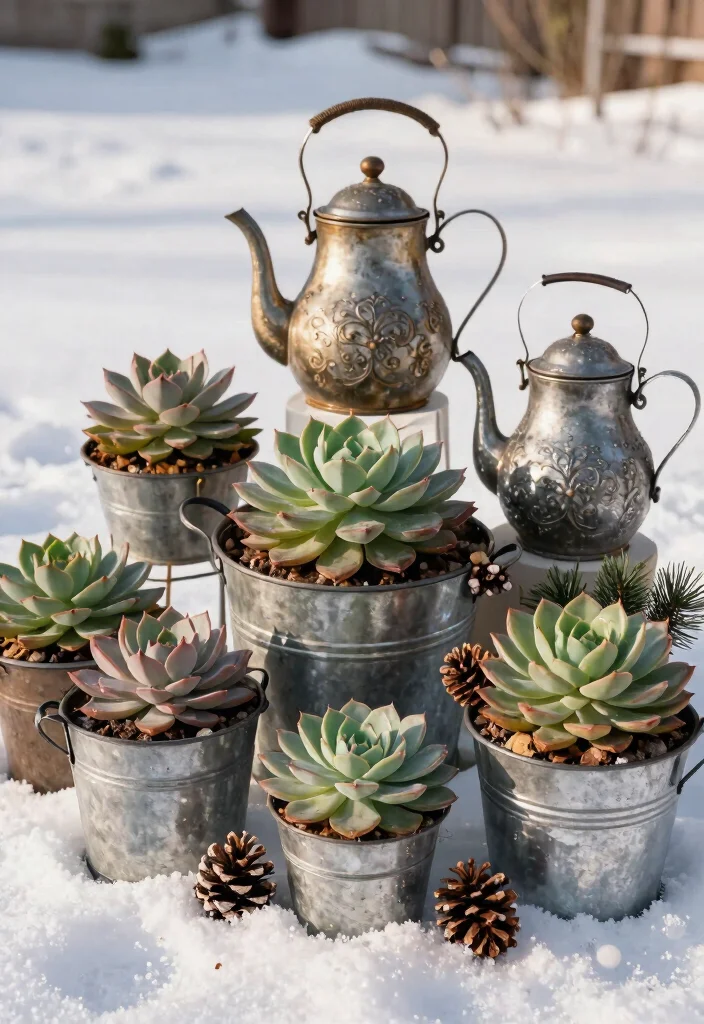 18 Christmas Planter Ideas That Stay Festive Through Freeze and Thaw - 5. Festive Succulent Display 1