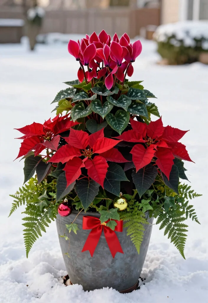 18 Christmas Planter Ideas That Stay Festive Through Freeze and Thaw - 6. Classic Red and Green Combo 1