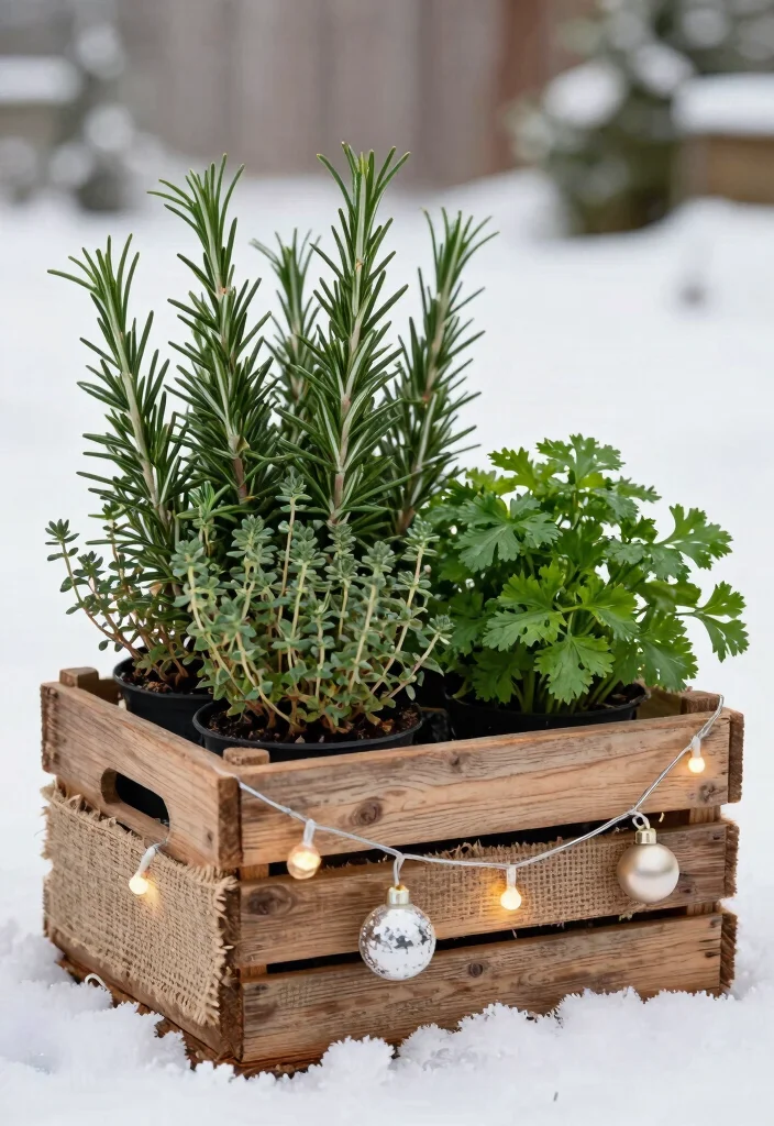 18 Christmas Planter Ideas That Stay Festive Through Freeze and Thaw - 7. Container Herb Garden 1