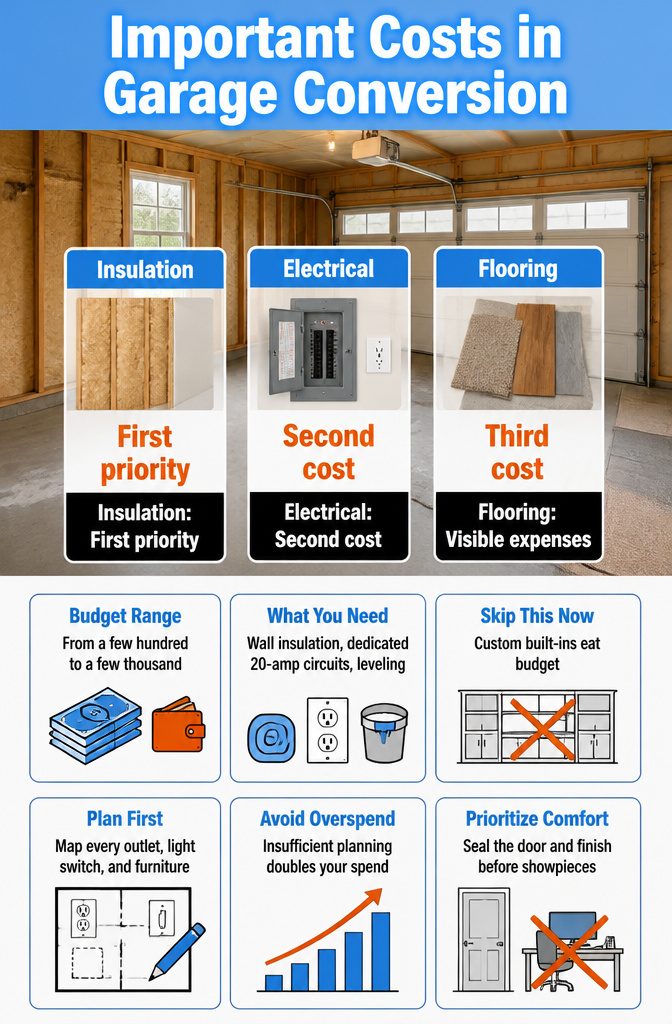 Information image showing key costs in garage conversion.